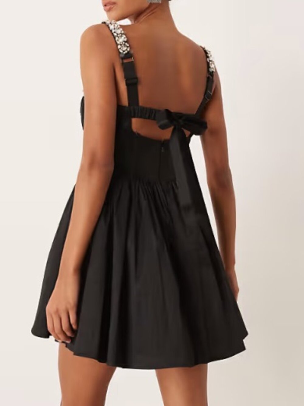 NWT $289 FOR LOVE AND LEMONS EMALIE EMBELLISHED TAFFETA BLACK MINI DRESS SIZE XS - Picture 2 of 9